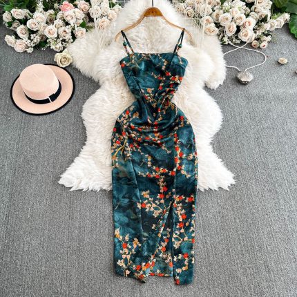 Elegant Floral Satin Slip Maxi Dress